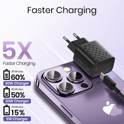 Chargeur réseau avec câble Lightning Lito LC17L, 30W, 3A, 1 x USB-C, Noir