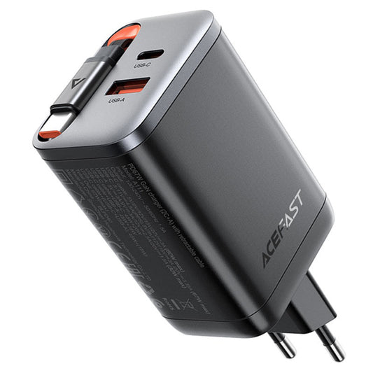 Netwerkoplader met USB-C Kabel Acefast A111, 67W, 3A, 1 x USB-A - 1 x USB-C, Zwart