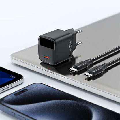 Netzladegerät mit USB-C Kabel Acefast A113 Display, 20W, 3A, 1 x USB-C, Schwarz