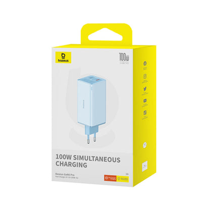 Netwerkoplader met USB-C Kabel Baseus GaN6 Pro, 100W, 3.25A, 2 x USB-A - 2 x USB-C, Blauw P10162705312-00