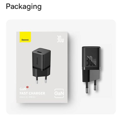 Netwerkoplader met USB-C Kabel Baseus GaN Mini 1C, 30W, 3A, 1 x USB-C, Blauw P10110902313-00