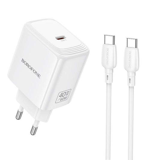 Chargeur secteur avec câble USB-C Borofone BN33 Fuente, 40W, 1 x USB-C, Blanc