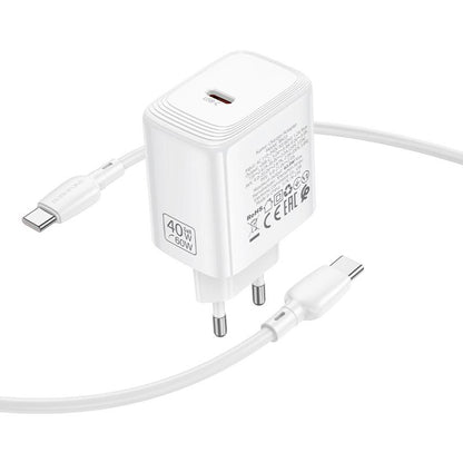 Netzteil mit USB-C-Kabel Borofone BN33 Fuente, 40W, 1 x USB-C, Weiß