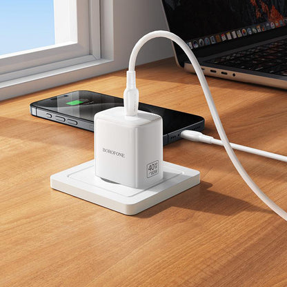 Netzteil mit USB-C-Kabel Borofone BN33 Fuente, 40W, 1 x USB-C, Weiß