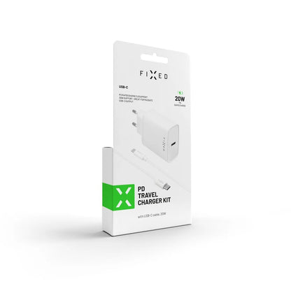 Netwerkoplader met USB-C Kabel Fixed, 20W, 3A, 1 x USB-C, Wit