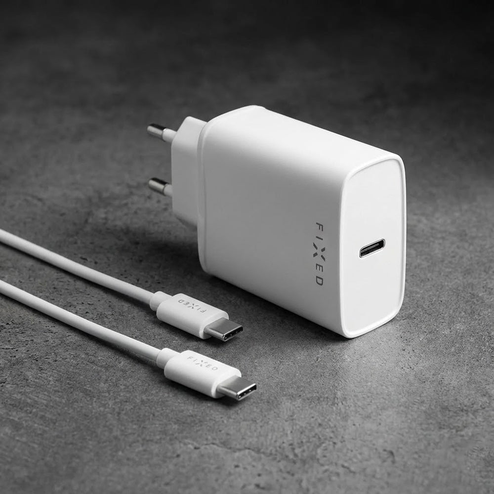 Netwerkoplader met USB-C Kabel Fixed, 20W, 3A, 1 x USB-C, Wit