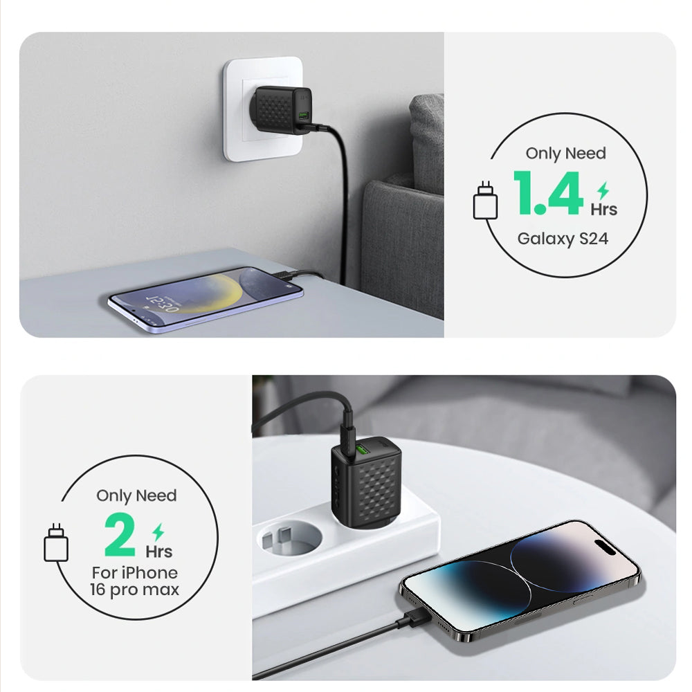 Netwerkoplader met USB-C Kabel Lito LC15T, 20W, 3A, 1 x USB-A - 1 x USB-C, Zwart