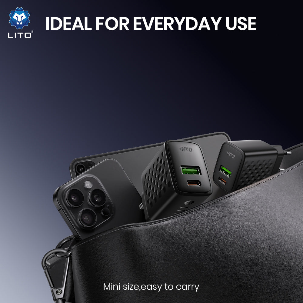 Netzladegerät mit USB-C Kabel Lito LC19T, 30W, 3A, 1 x USB-A - 1 x USB-C, Schwarz