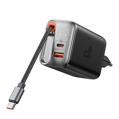 Netzladegerät mit USB-C Kabel McDodo CH-4100 FreeGo Display, 67W, 3.35A, 1 x USB-A - 1 x USB-C, Schwarz