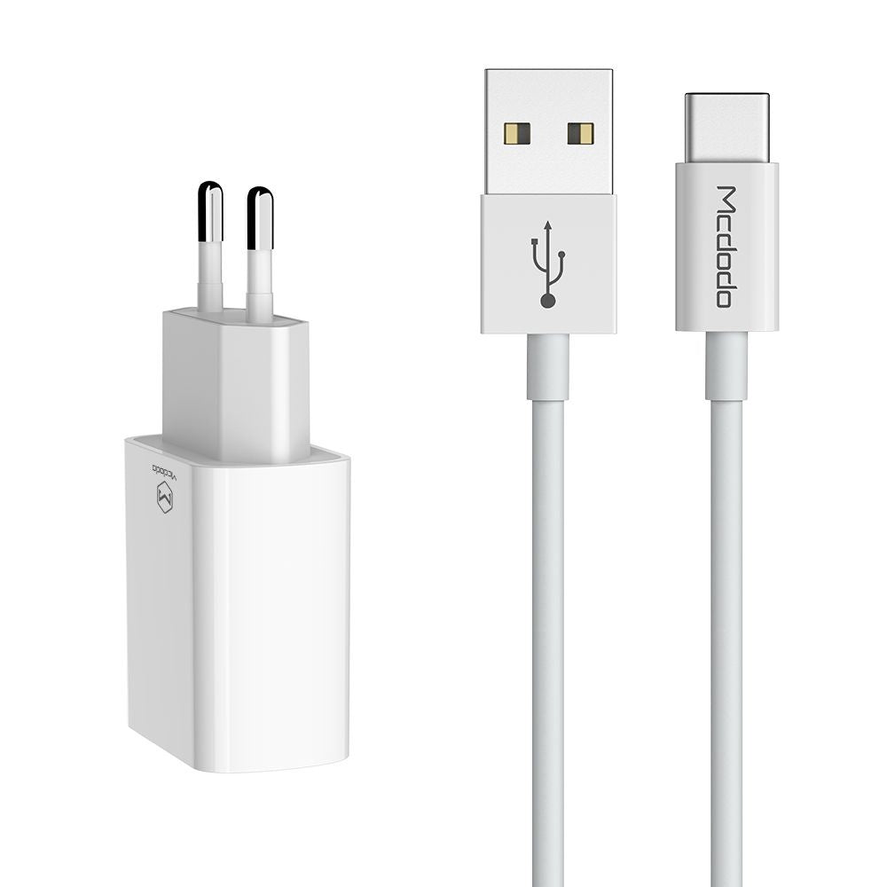 Netzladegerät mit USB-C Kabel McDodo CH-6721 Angebot, 12W, 2.4A, 2 x USB-A, Weiß
