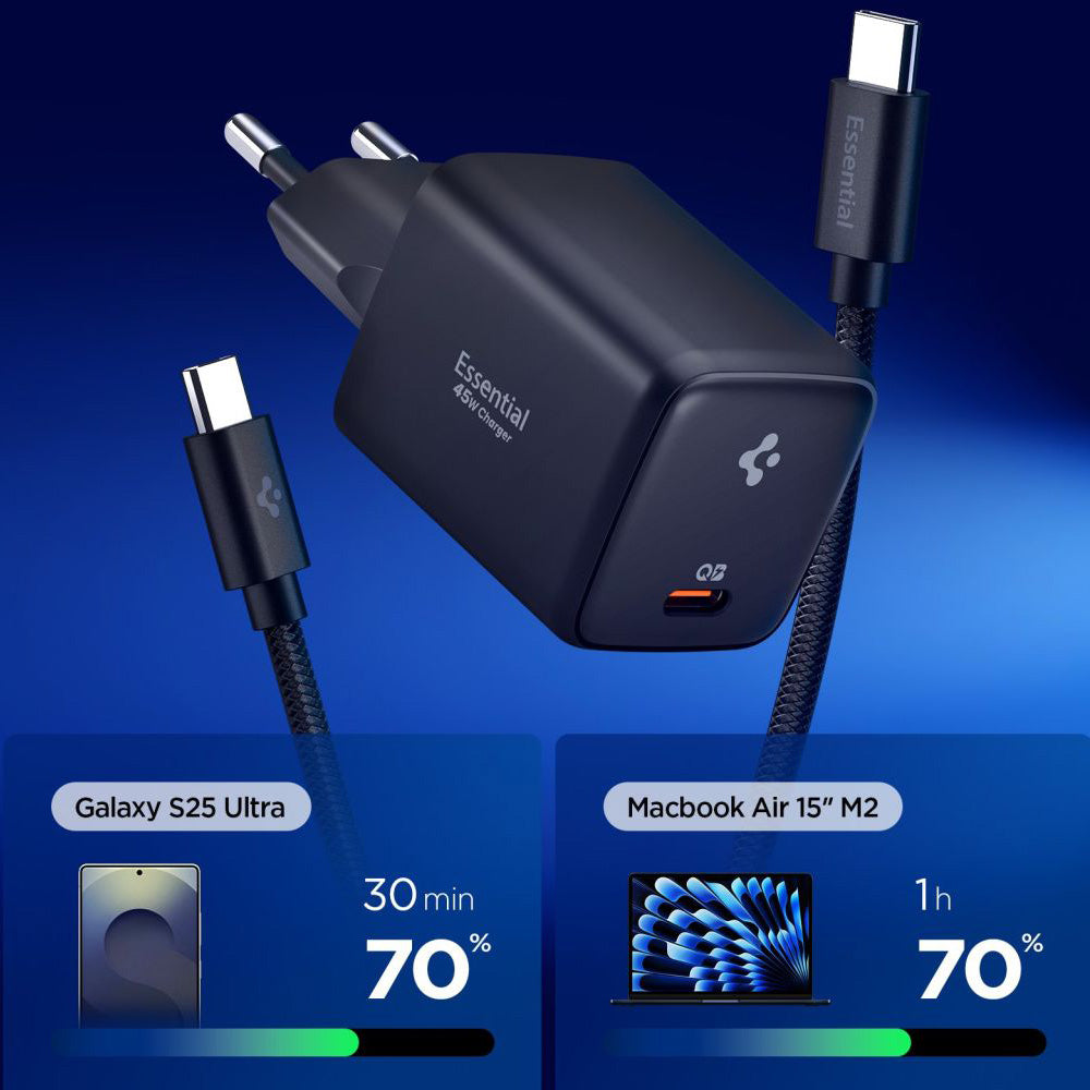Netwerkoplader met USB-C Kabel Spigen EE451EU Essential, 45W, 3A, 1 x USB-C, Zwart ACH09474