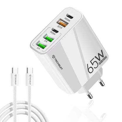 Netwerkoplader met USB-C Kabel Techsuit CHC2 PentaXPower, 20W, 3A, 3 x USB-A - 2 x USB-C, Wit