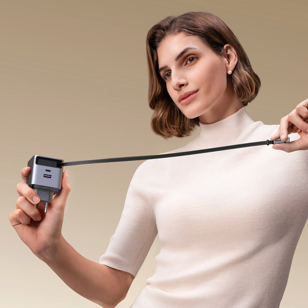 Netwerkoplader met USB-C Kabel UGREEN X614, 45W, 3A, 1 x USB-A - 1 x USB-C, Grijs