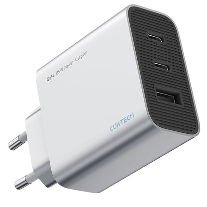 Cuktech Netlader, 65W, 3.25A, 1 x USB-A - 2 x USB-C, Wit CUK0A15CEUSL