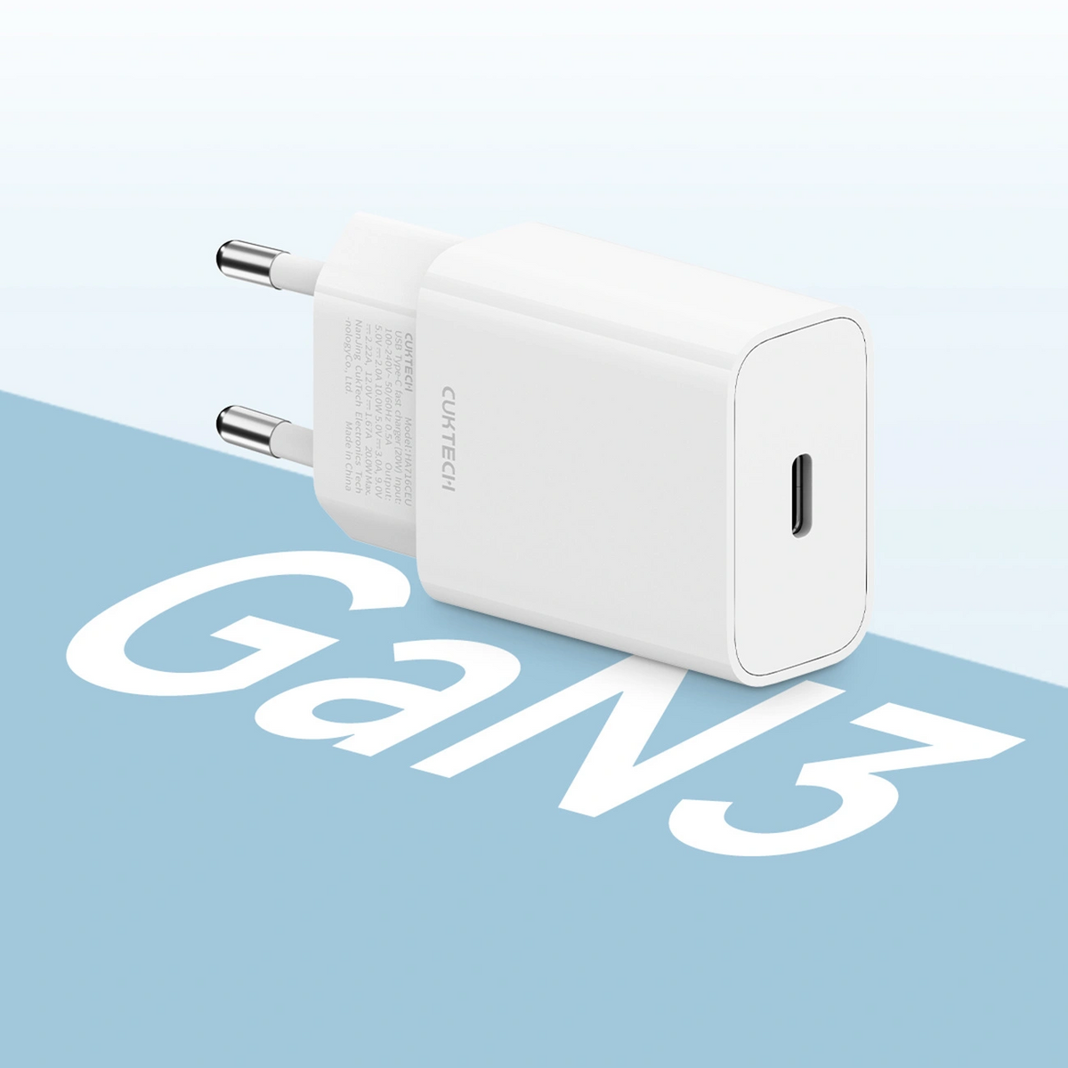 Chargeur secteur Cuktech HA716C, 20W, 3A, 1 x USB-C, Blanc