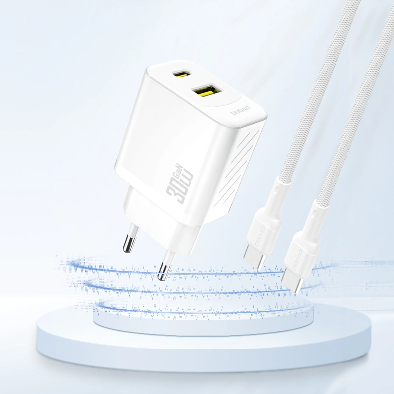 Netwerkoplader Dudao A27TEU, 30W, 3A, 1 x USB-A - 1 x USB-C, Wit