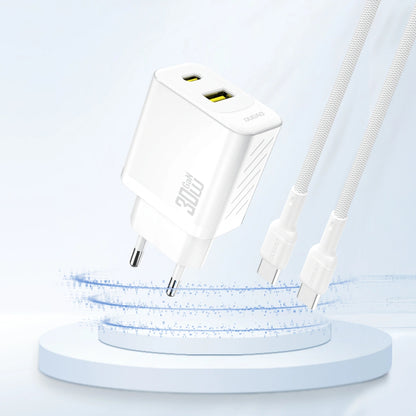 Netwerkoplader Dudao A27TEU, 30W, 3A, 1 x USB-A - 1 x USB-C, Wit