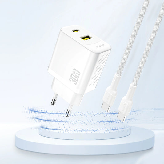 Chargeur Réseau Dudao A27TEU, 30W, 3A, 1 x USB-A - 1 x USB-C, Blanc
