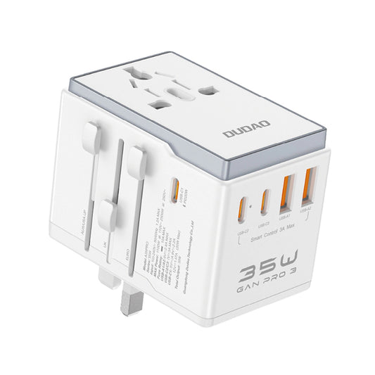 Netwerkoplader Dudao Travel A35Pro, 35W, 3A, 2 x USB-A - 3 x USB-C, Wit 