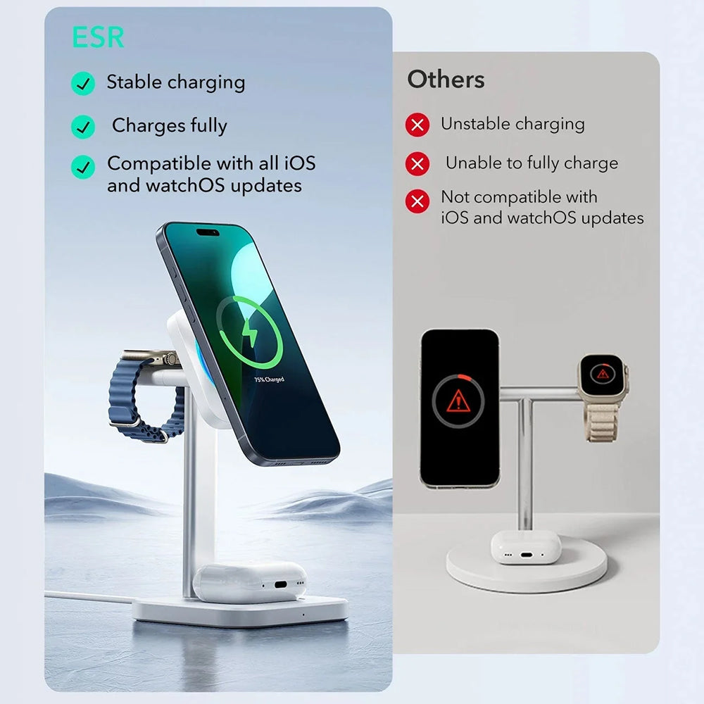 Draadloze Netwerkoplader ESR CryoBoost 3in1, 25W, 1.67A, Zwart