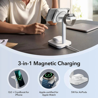 Draadloze Netwerkoplader ESR CryoBoost 3in1, 25W, 1.67A, Zwart