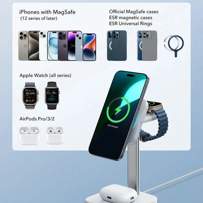 Draadloze Netwerkoplader ESR CryoBoost 3in1, 25W, 1.67A, Zwart