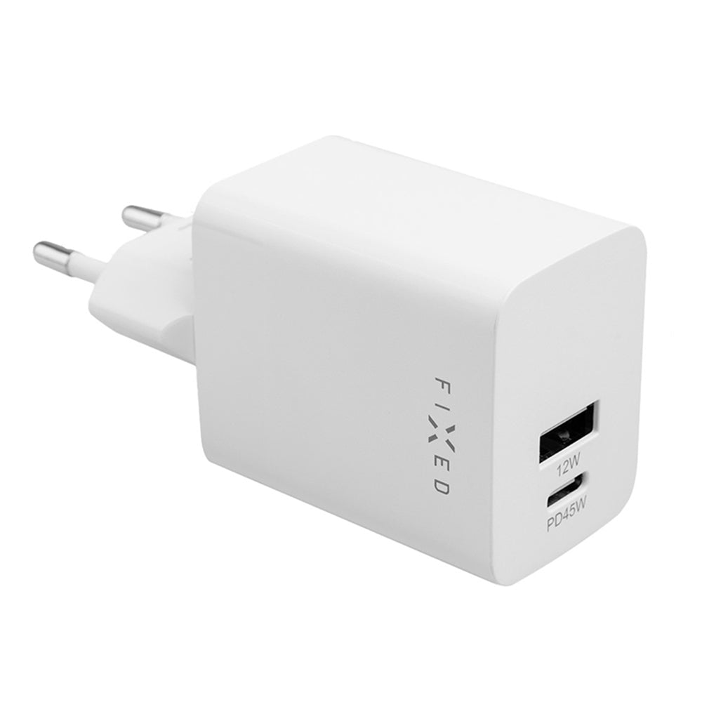 Netwerkoplader Fixed Mini, 45W, 3A, 1 x USB-A - 1 x USB-C, Wit