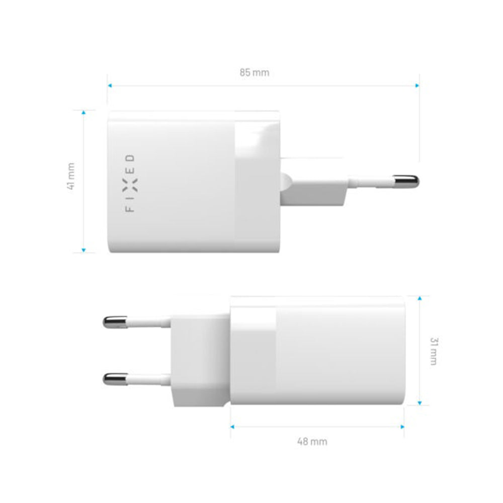 Netwerkoplader Fixed Mini, 45W, 3A, 1 x USB-A - 1 x USB-C, Wit