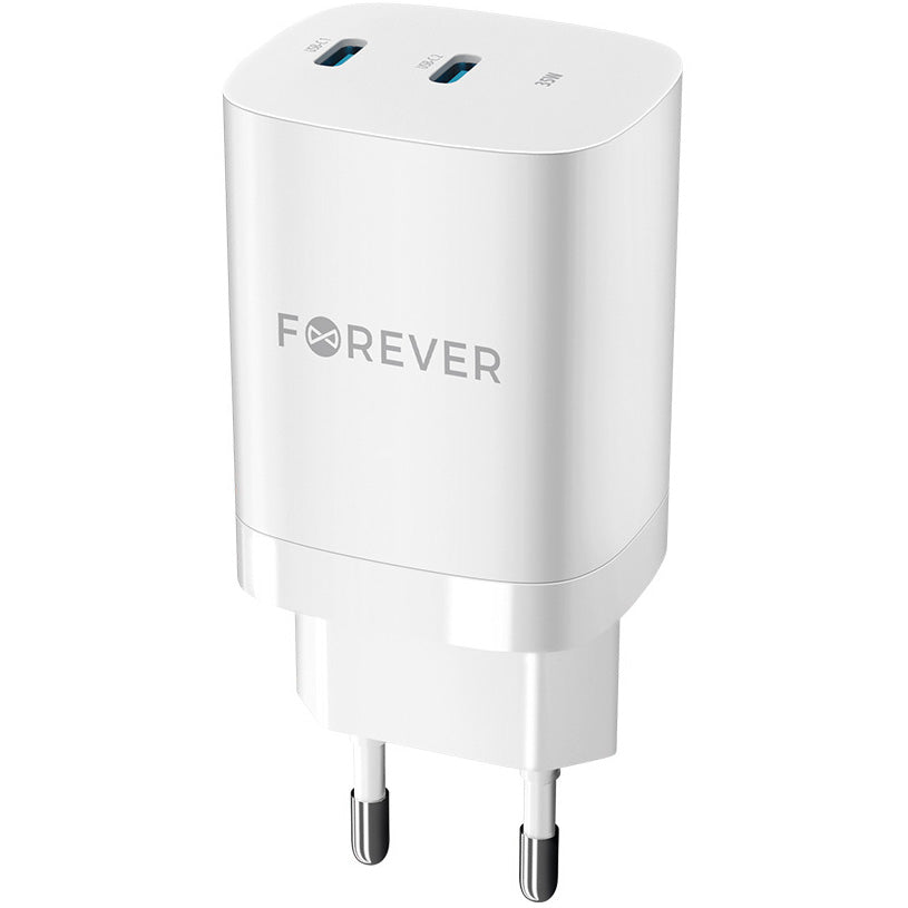 Netzladegerät Forever TC-05-35CC, 35W, 3A, 2 x USB-C, Weiß