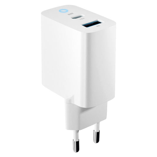 Forever Netwerkoplader TC-06-20AC, 20W, 3A, 1 x USB-A - 1 x USB-C, Wit 