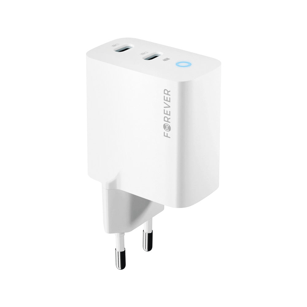 Forever Netwerkoplader TC-06-40CC, 40W, 3A, 2 x USB-C, Wit 