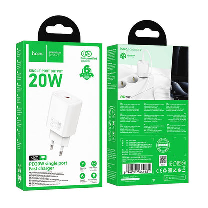 Netwerkoplader HOCO N60, 20W, 3A, 1 x USB-C, Wit