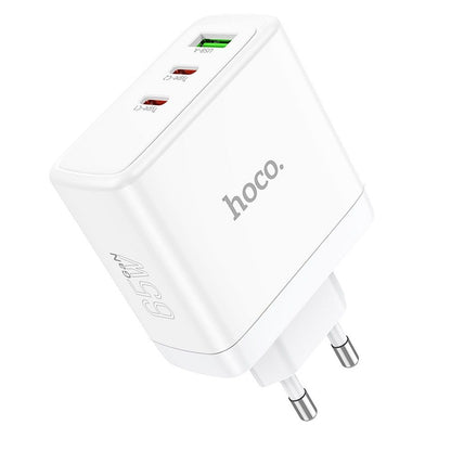 Netwerkoplader HOCO N30, 65W, 3.25A, 1 x USB-A - 2 x USB-C, Wit