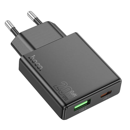 Chargeur Réseau HOCO N38, 20W, 3A, 1 x USB-A - 1 x USB-C, Noir