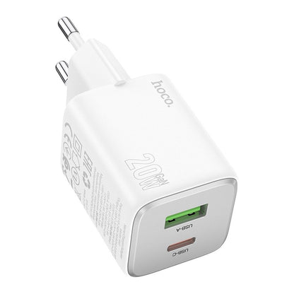 Chargeur Réseau HOCO N41, 20W, 3A, 1 x USB-A - 1 x USB-C, Blanc