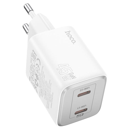 Chargeur réseau HOCO N42, 45W, 3A, 2 x USB-C, blanc 