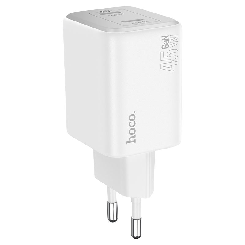 Chargeur réseau HOCO N42, 45W, 3A, 2 x USB-C, blanc 