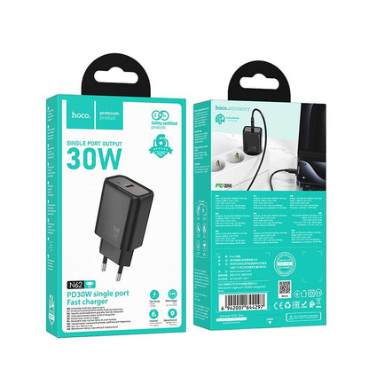 Chargeur Réseau HOCO N62, 30W, 3A, 1 x USB-C, Noir