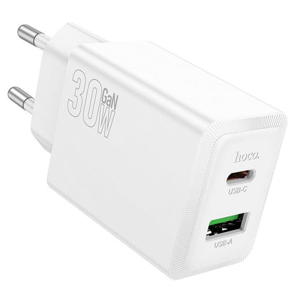 Netwerkoplader HOCO N71, 30W, 3A, 1 x USB-A - 1 x USB-C, Wit