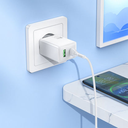 Netwerkoplader HOCO N71, 30W, 3A, 1 x USB-A - 1 x USB-C, Wit