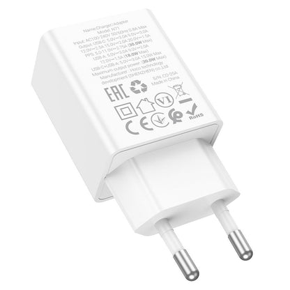 Netwerkoplader HOCO N71, 30W, 3A, 1 x USB-A - 1 x USB-C, Wit