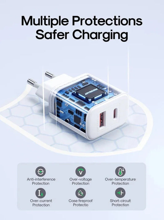 Netwerkoplader Joyroom JR-TCF05, 20W, 3A, 1 x USB-A - 1 x USB-C, Wit