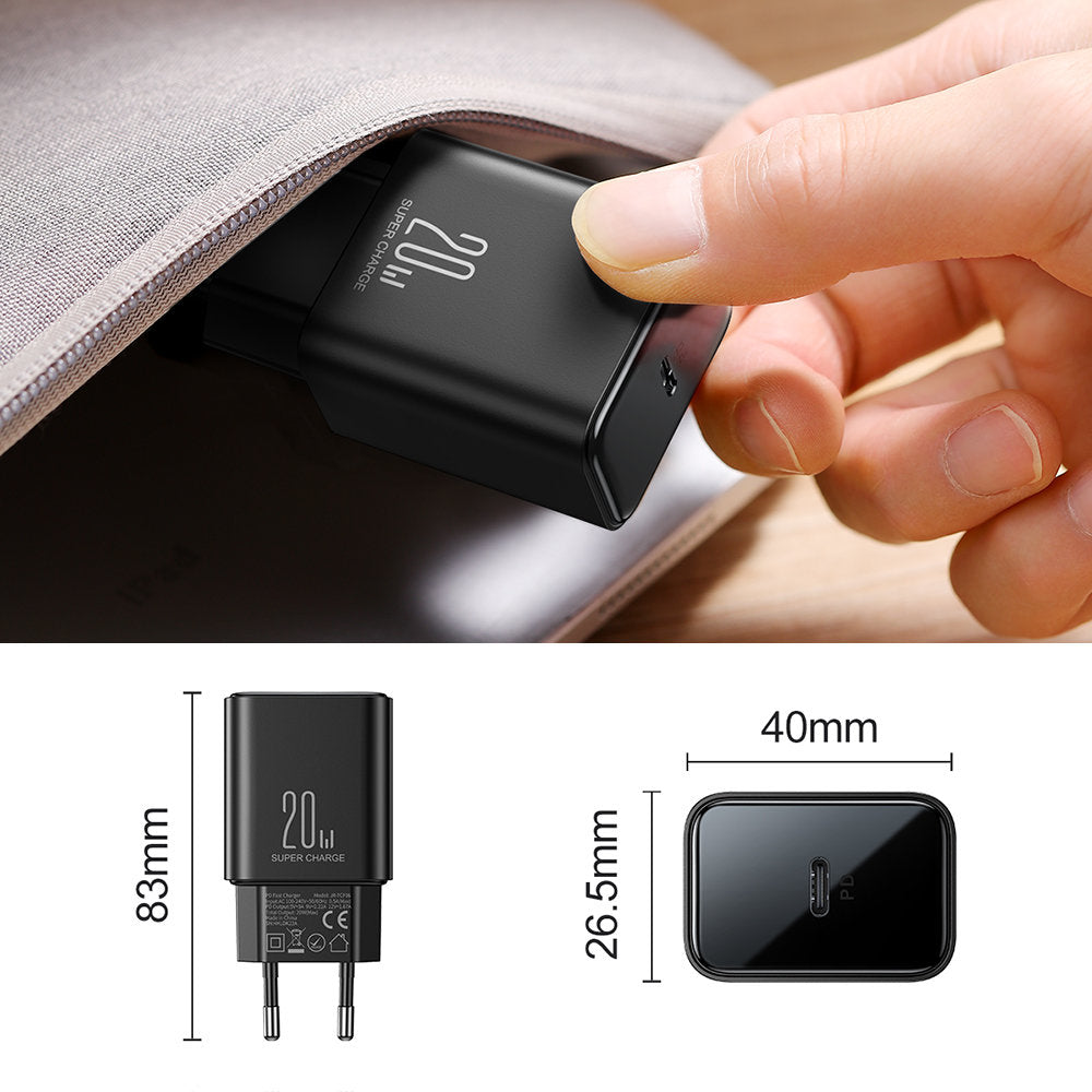 Chargeur réseau Joyroom JR-TCF06, 20W, 3A, 1 x USB-C, noir 