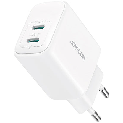 Chargeur Réseau Joyroom JR-TCF12, 20W, 3A, 2 x USB-C, Blanc