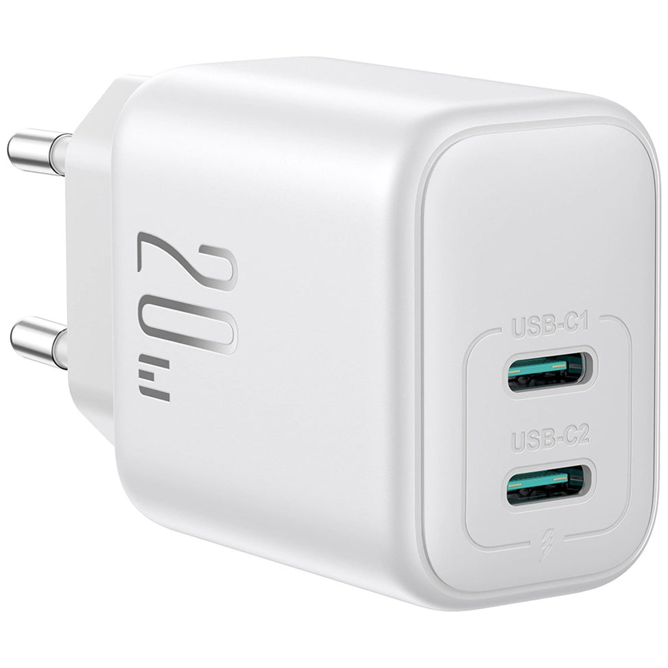 Chargeur Réseau Joyroom JR-TCF12, 20W, 3A, 2 x USB-C, Blanc