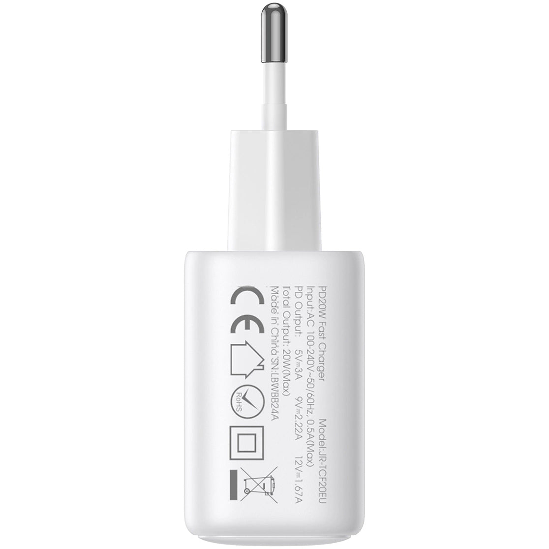 Chargeur Réseau Joyroom JR-TCF12, 20W, 3A, 2 x USB-C, Blanc