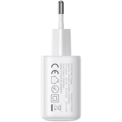 Chargeur Réseau Joyroom JR-TCF12, 20W, 3A, 2 x USB-C, Blanc