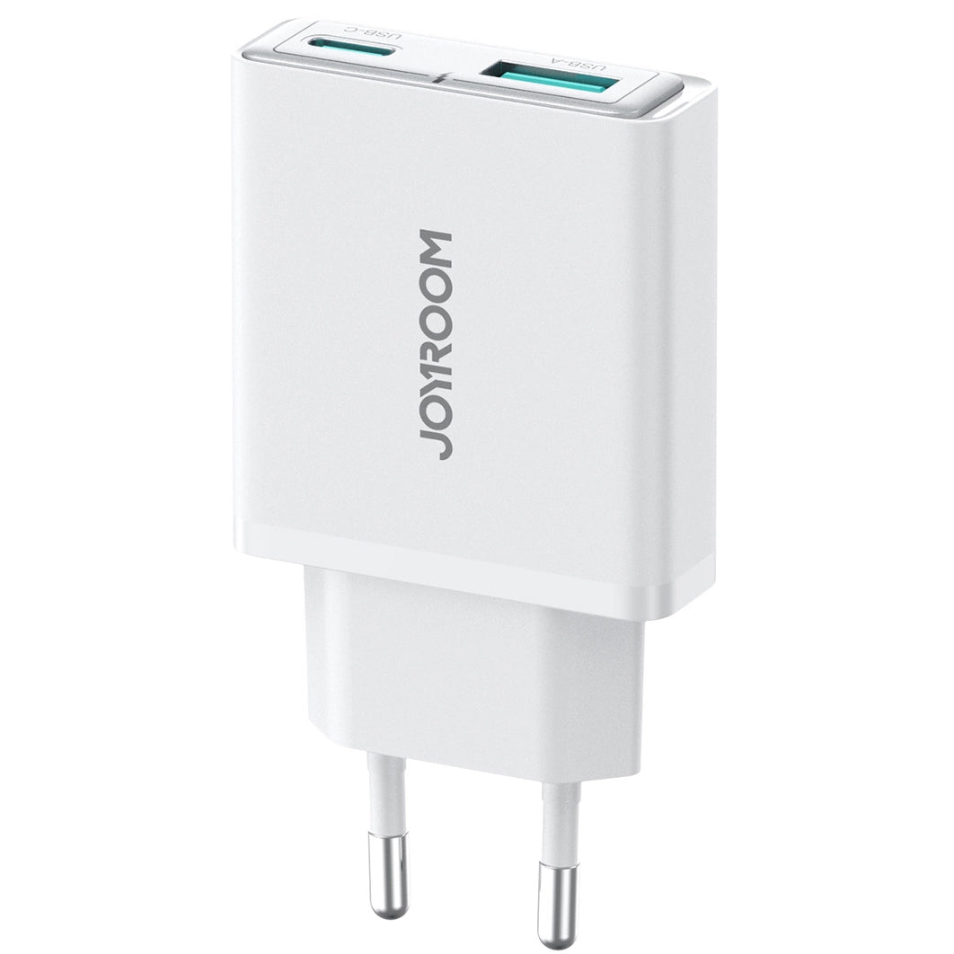 Chargeur réseau Joyroom JR-TCF14, 20W, 3A, 1 x USB-A - 1 x USB-C, blanc 