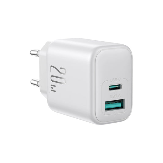 Netwerkoplader Joyroom JR-TCF21, 20W, 3A, 1 x USB-A - 1 x USB-C, Wit