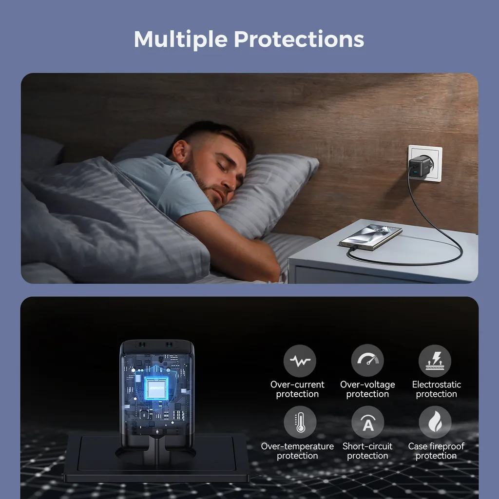 Joyroom JR-TCG17 Netwerkoplader, 45W, 3A, 2 x USB-C, Zwart